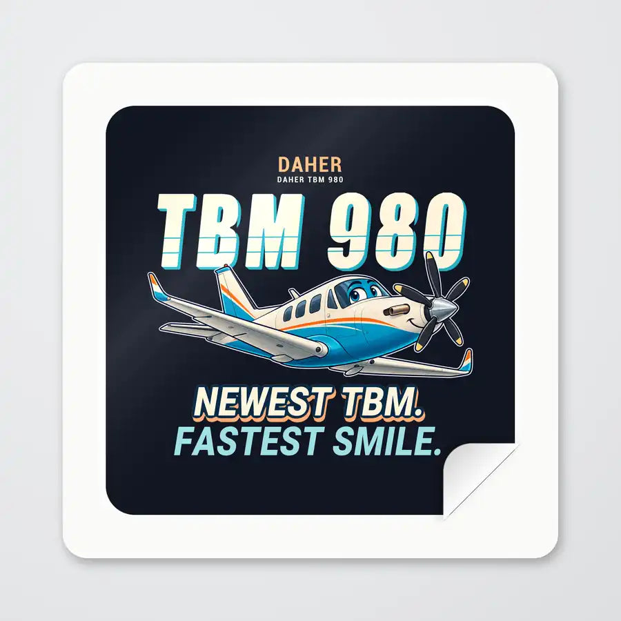 Daher TBM 980 - Cartoon - Square Sticker - Peel