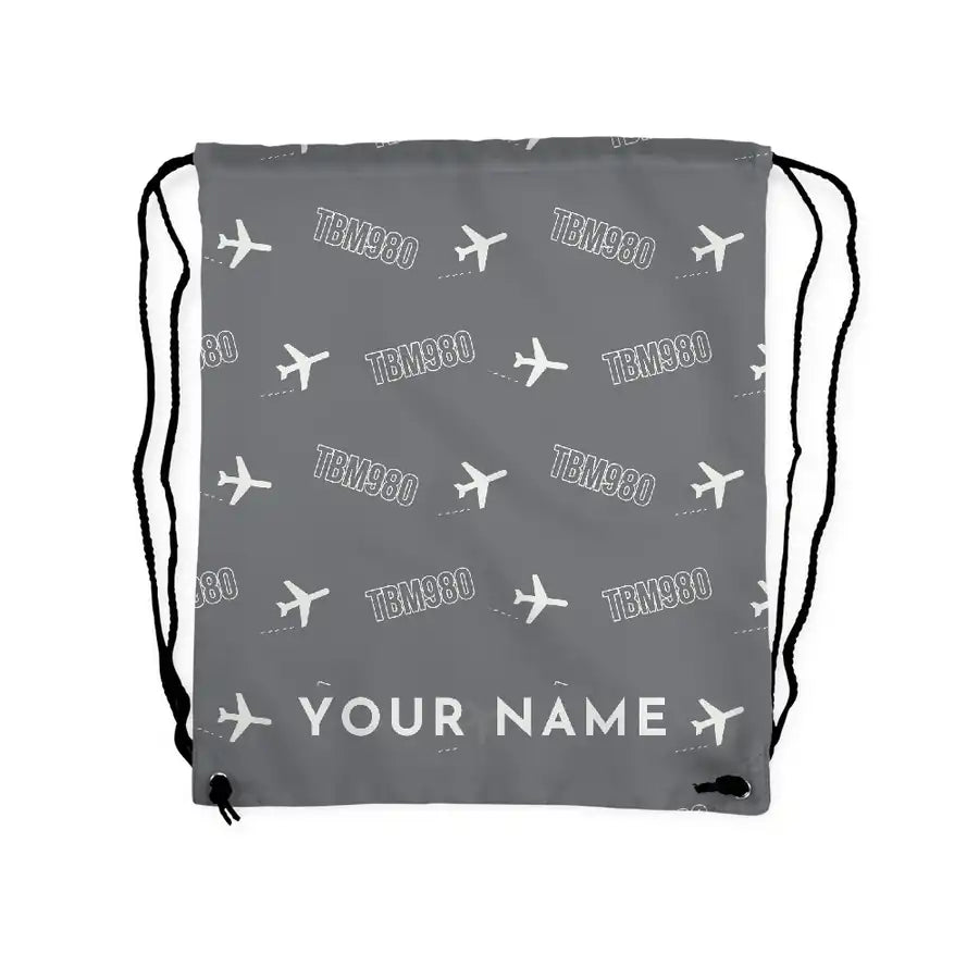Daher TBM 980 - Drawstring Bag - 3D Pattern + Name - Gray