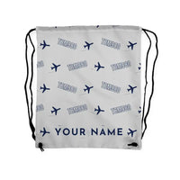Thumbnail for Daher TBM 980 - Drawstring Bag - 3D Pattern + Name - Light Gray