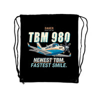 Thumbnail for Daher TBM 980 - Drawstring Bag - Cartoon - Black
