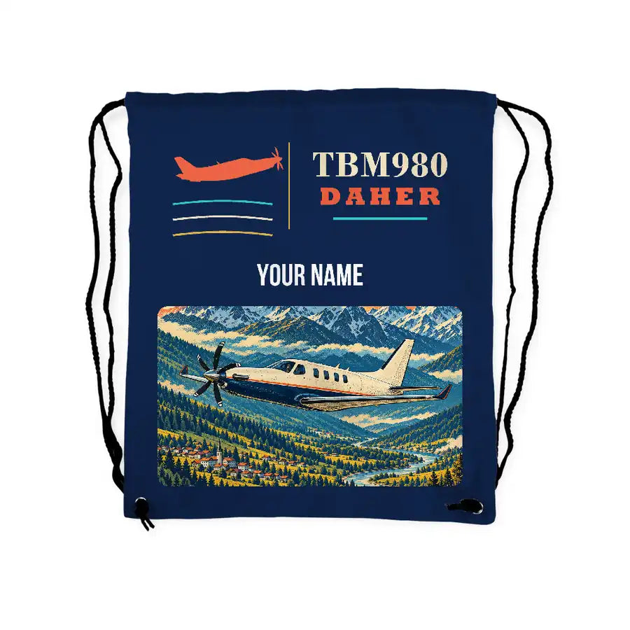 Daher TBM 980 - Drawstring Bag - Classic + Name - Dark Blue