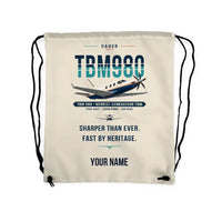 Thumbnail for Daher TBM 980 - Drawstring Bag - Original + Name - Beige