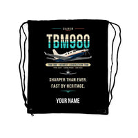 Thumbnail for Daher TBM 980 - Drawstring Bag - Original + Name - Black