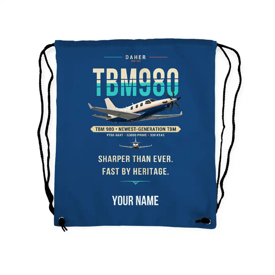 Daher TBM 980 - Drawstring Bag - Original + Name - Blue