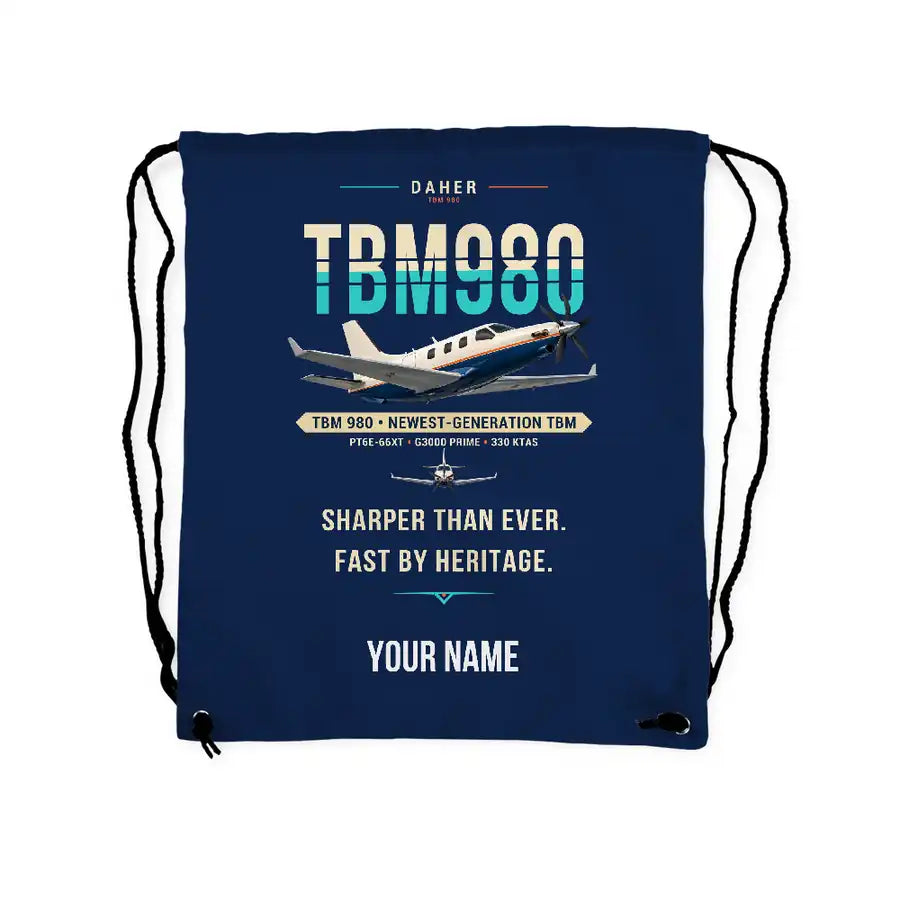 Daher TBM 980 - Drawstring Bag - Original + Name - Dark Blue