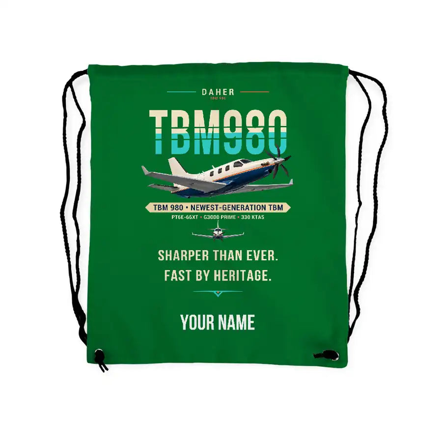 Daher TBM 980 - Drawstring Bag - Original + Name - Green