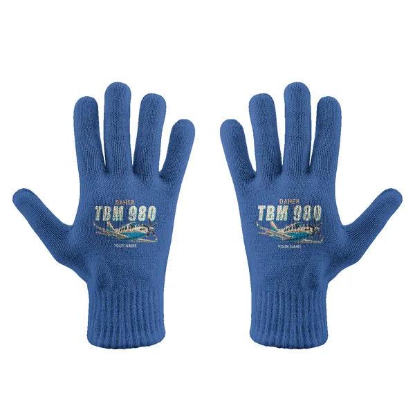 Daher TBM 980 - Gloves - Full - Cartoon + Name - Blue