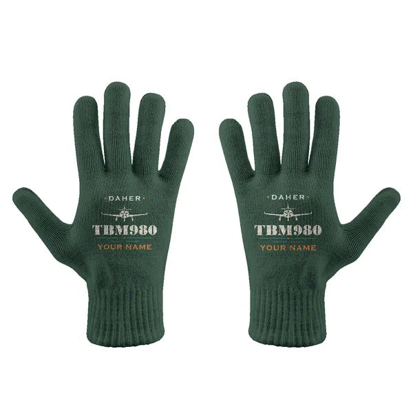 Daher TBM 980 - Gloves - Full - Heritage + Name - Dark Green