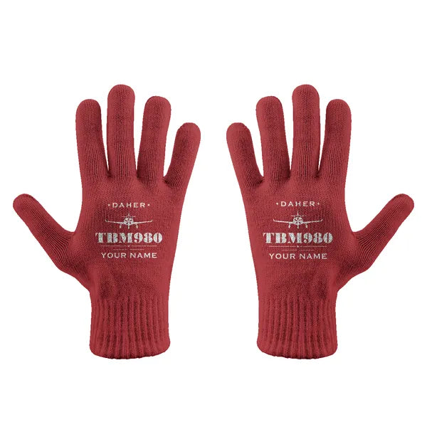 Daher TBM 980 - Gloves - Full - Heritage + Name - Red