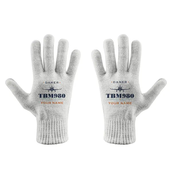 Daher TBM 980 - Gloves - Full - Heritage + Name - White