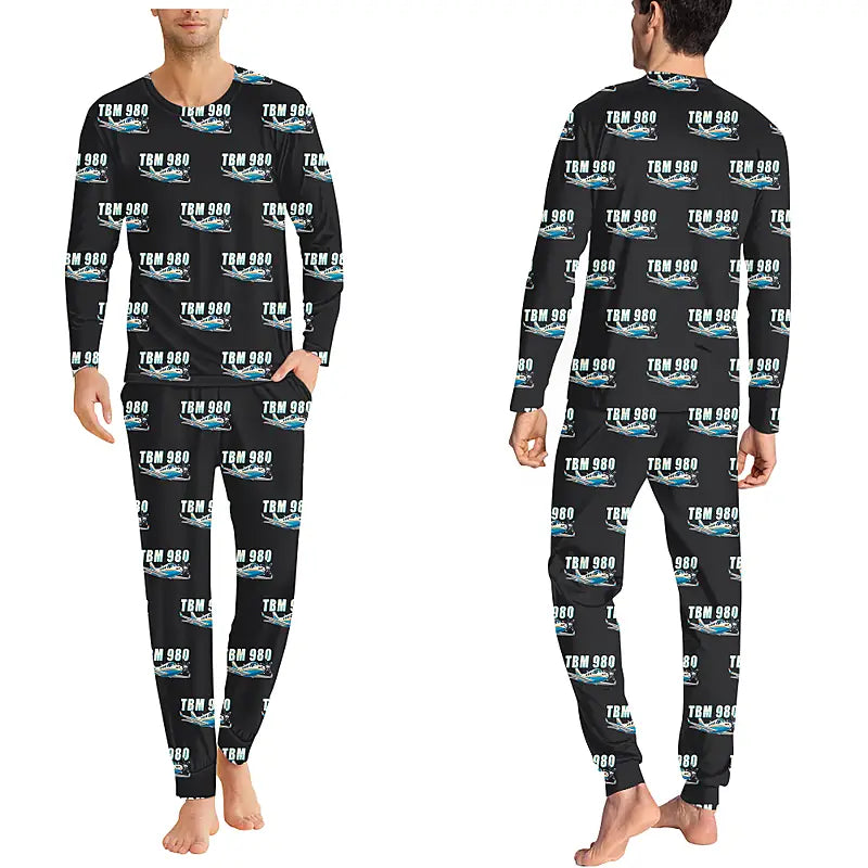 Daher TBM 980 - Men Pajamas - Cartoon Pattern - Black