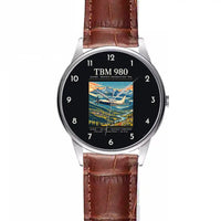 Thumbnail for Daher TBM 980 - Poster - Leather Strap - Striped Brown Leather Strap