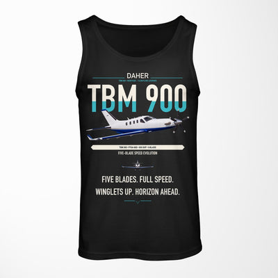 Daher TBM 900 design on black tank top