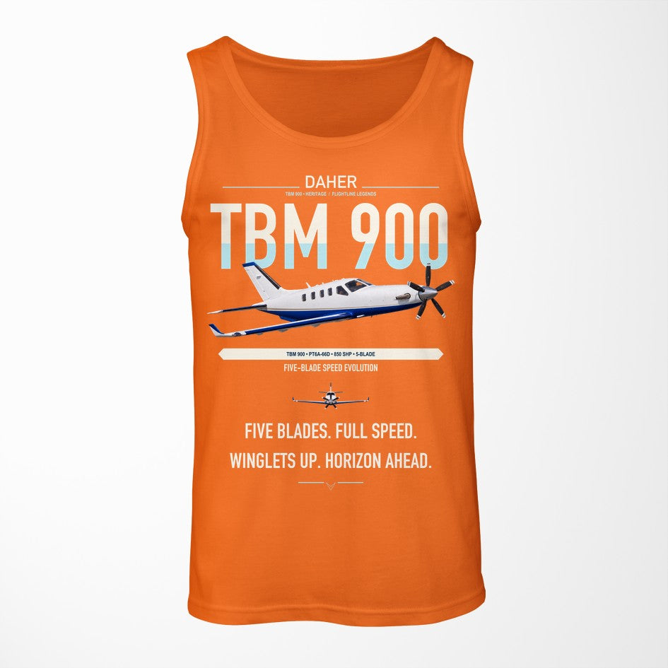 Daher TBM 900 design on orange tank top