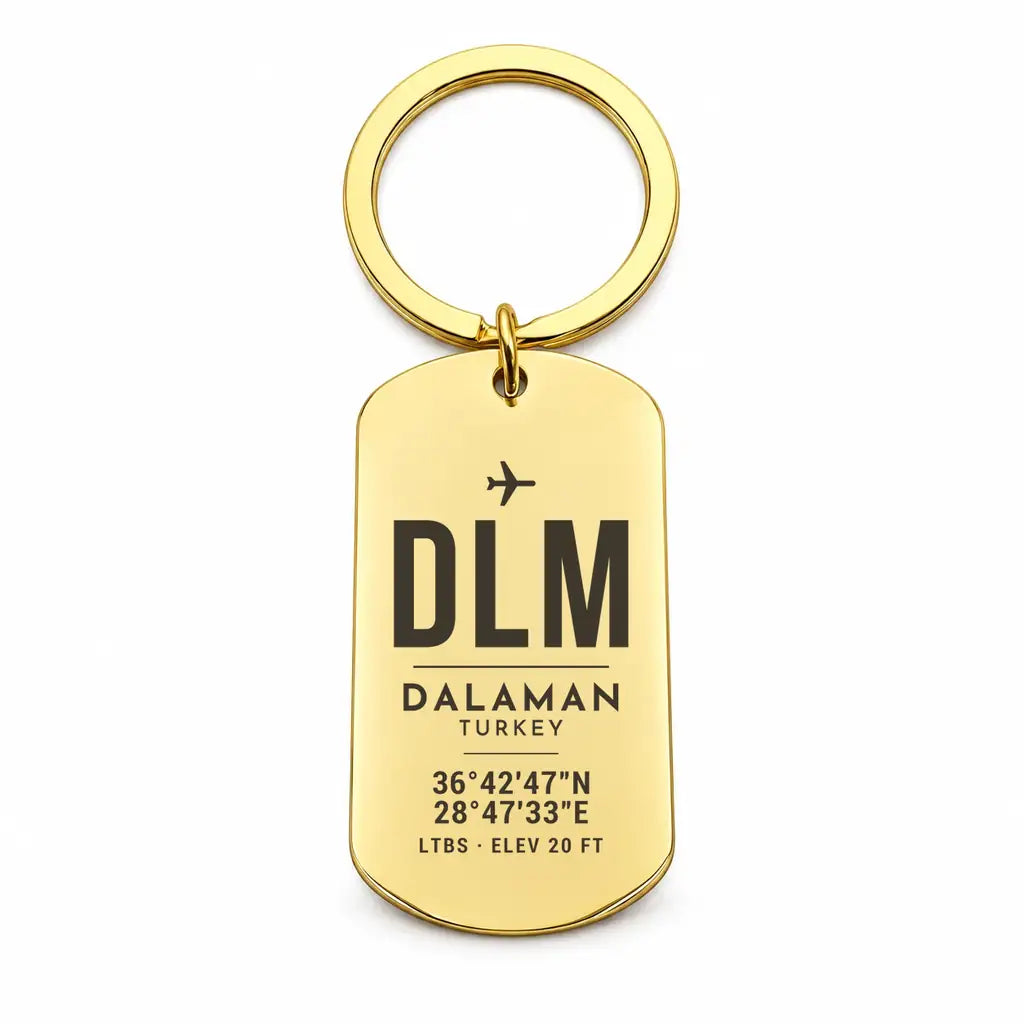 Dalaman Airport DLM - Key Chain - Original Design - Gold