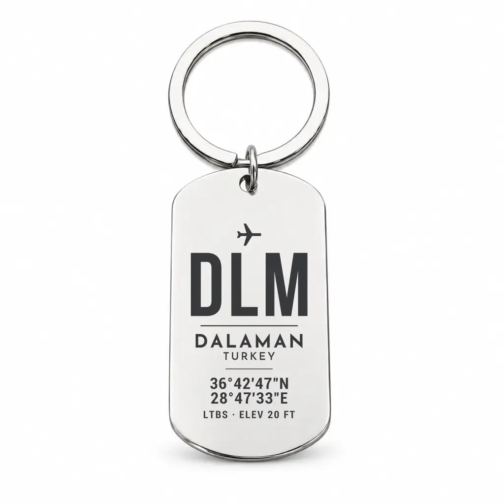 Dalaman Airport DLM - Key Chain - Original Design - Silver