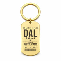 Thumbnail for Dallas Love Field DAL - Key Chain - Boarding Pass Style - Gold