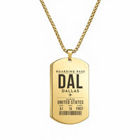 Thumbnail for Dallas Love Field DAL - Necklace - Boarding Pass Style - Gold