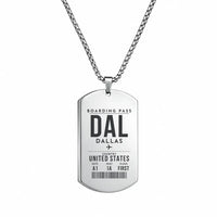Thumbnail for Dallas Love Field DAL - Necklace - Boarding Pass Style - Silver