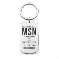Thumbnail for Dane County Regional Airport Madison MSN - Key Chain - Boarding Pass Style - Silver
