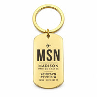 Thumbnail for Dane County Regional Airport Madison MSN - Key Chain - Original Design - Gold