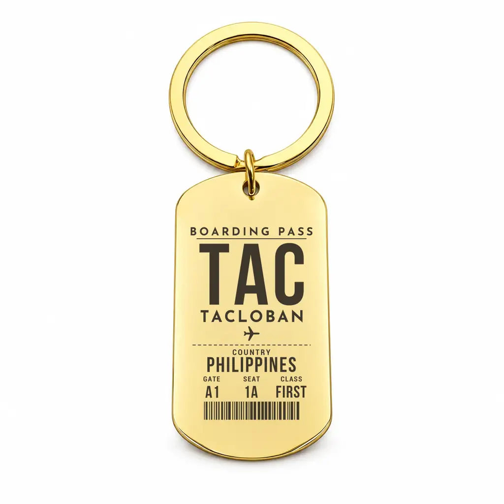 Daniel Z. Romualdez Airport TAC - Key Chain - Boarding Pass Style - Gold
