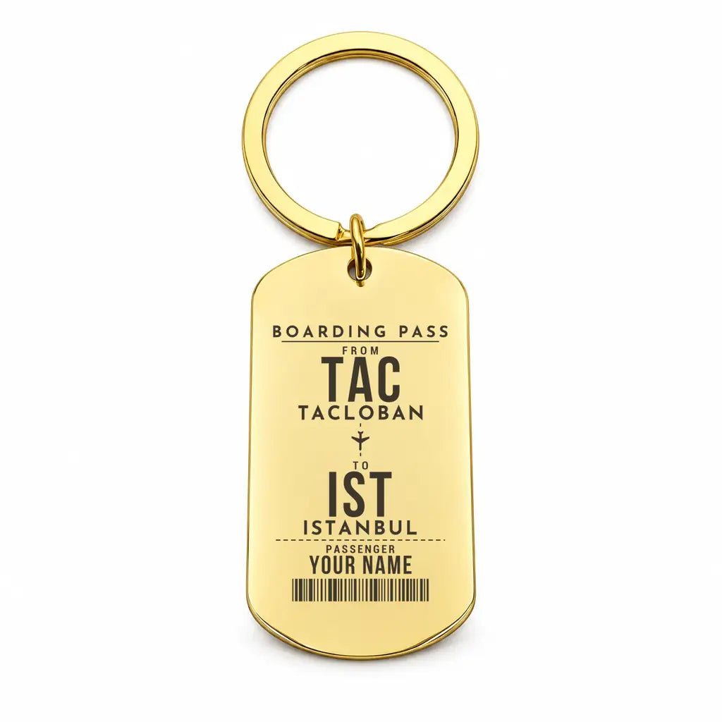 Daniel Z. Romualdez Airport TAC - Key Chain - Customizable Boarding Pass - Gold