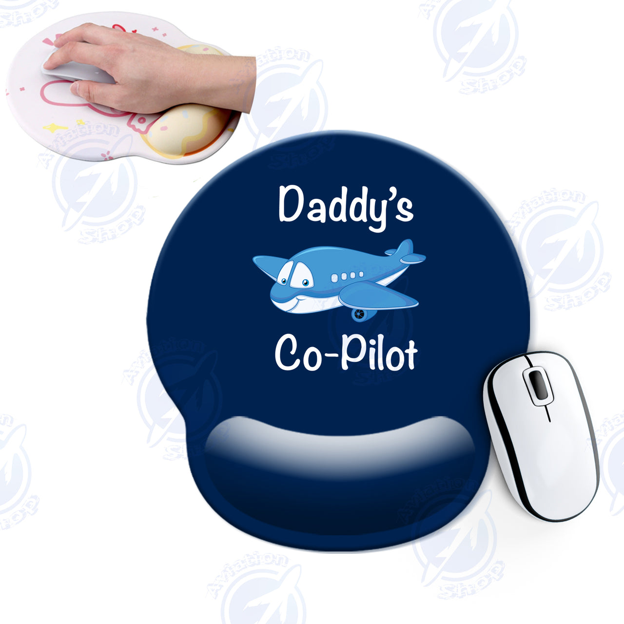 Daddy's Co-Pilot (Jet Airplane) Designed Ergonomic Mouse Pads