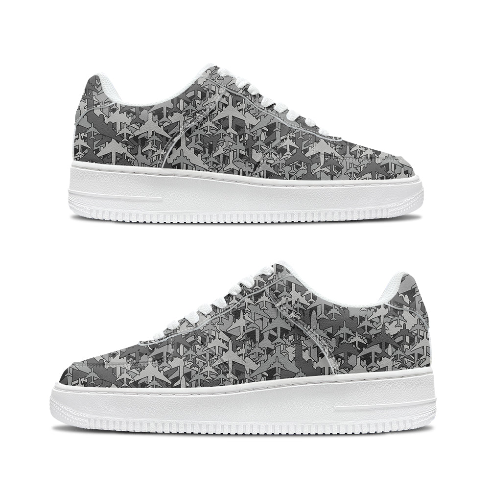 Dark Coloured Airplanes Designed Low Top Sport Sneakers & Shoes