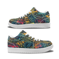 Thumbnail for Dark Coloured Passport Stamps Designed Fashion Low Top Sneakers & Shoes
