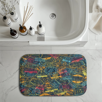 Thumbnail for Dark Coloured Passport Stamps Designed Bath Mats
