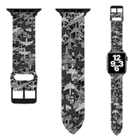 Thumbnail for Dark Coloured Seamless Airplanes Designed Soft Silicone Apple Watch Bands