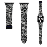 Thumbnail for Dark Coloured Seamless Airplanes Designed Soft Silicone Apple Watch Bands