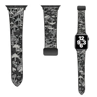 Thumbnail for Dark Coloured Seamless Airplanes Designed Leather Apple Watch Straps