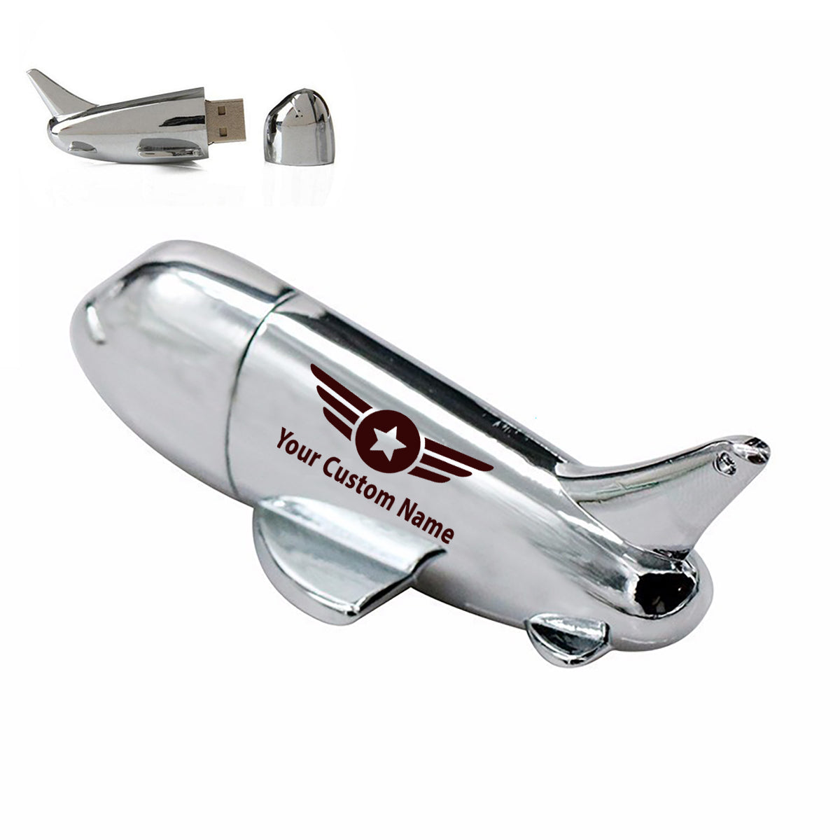Custom Name (Badge 4) Designed Airplane Shape USB Drives