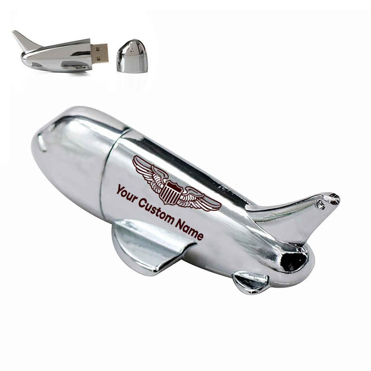 Custom Name (Military Badge) Designed Airplane Shape USB Drives