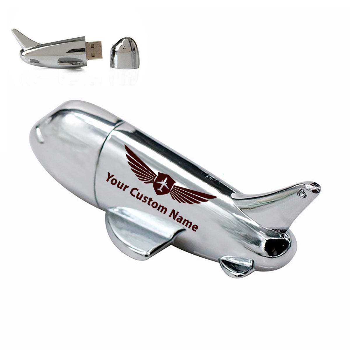 Custom Name (Badge 2)Designed Airplane Shape USB Drives