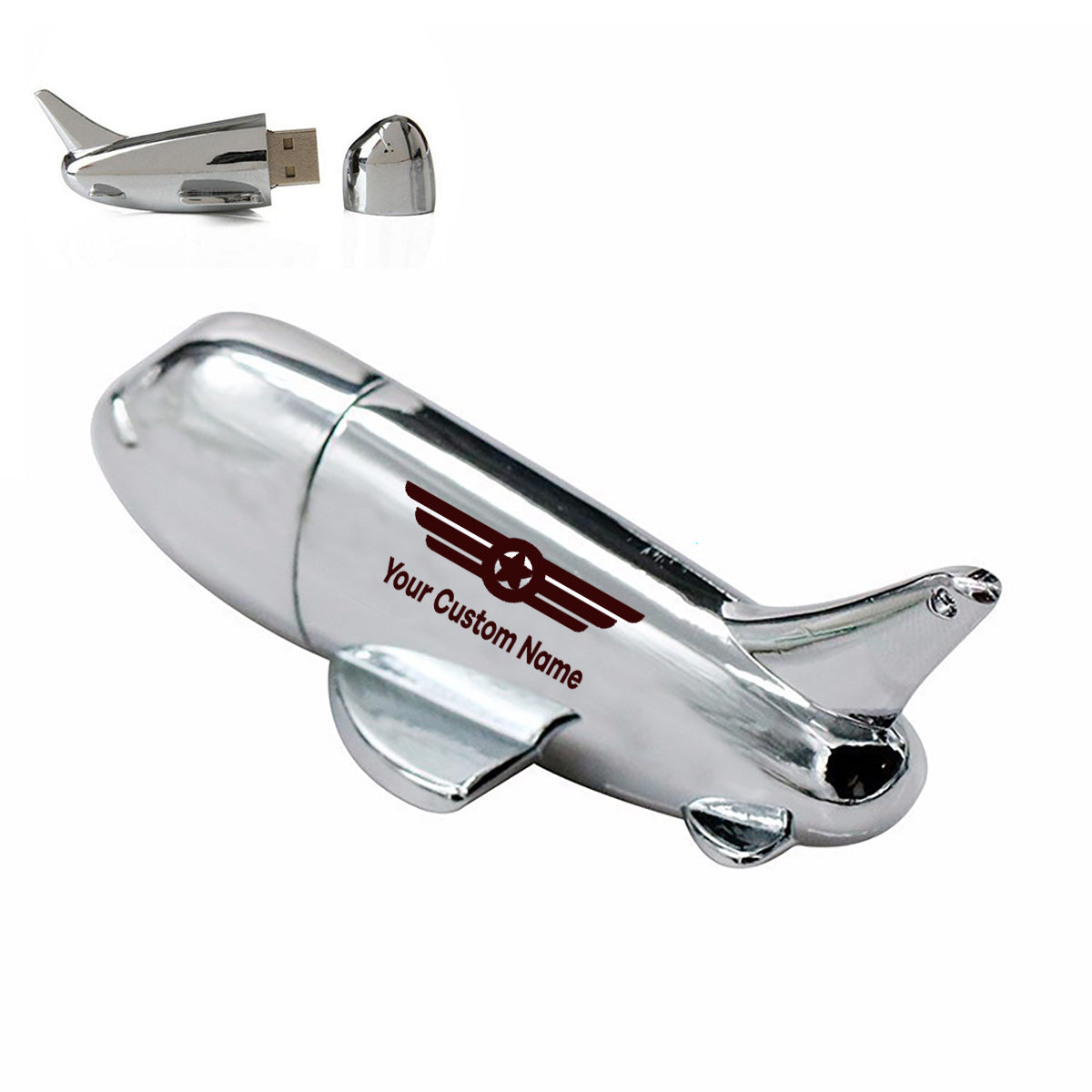 Custom Name (Badge 6) Designed Airplane Shape USB Drives