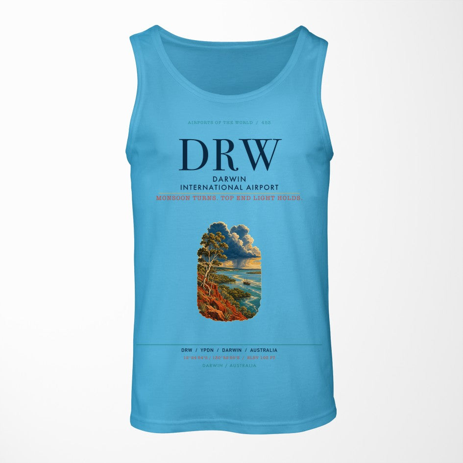 Darwin International Airport (DRW) design on sky blue tank top