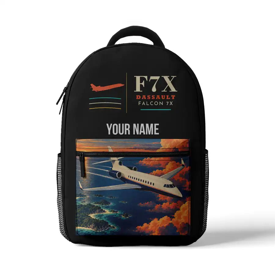 Dassault Falcon 7X - 3D Backpack - Black + Name