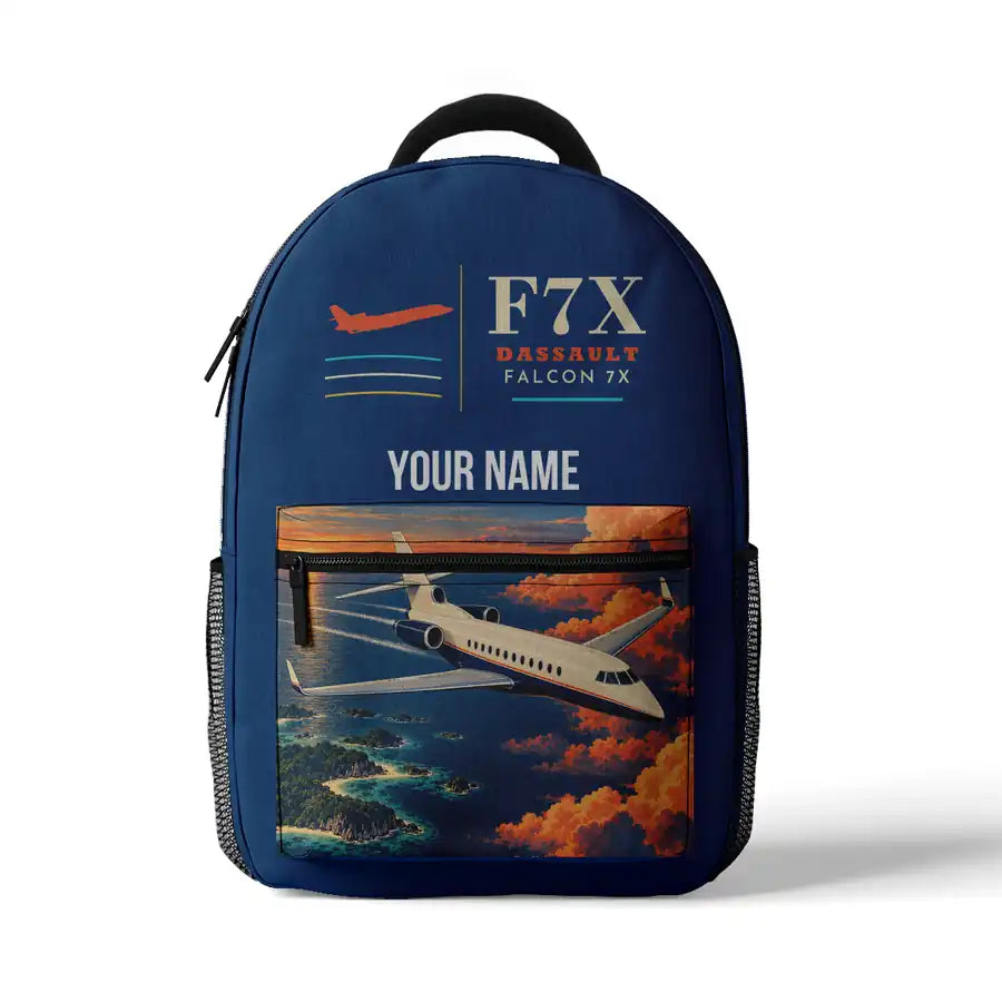 Dassault Falcon 7X - 3D Backpack - Blue + Name