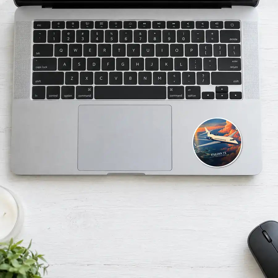 Dassault Falcon 7X - 3D - Circle Sticker - Laptop