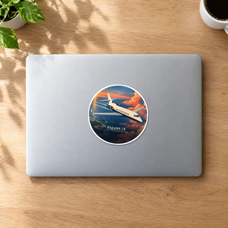 Dassault Falcon 7X - 3D - Circle Sticker - MacBook