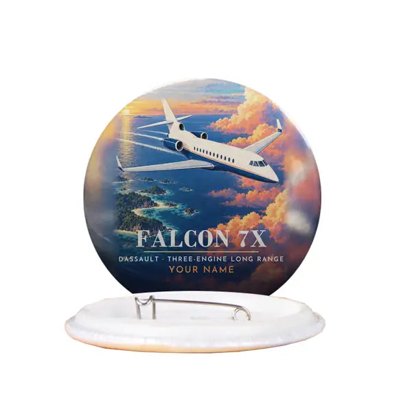 Dassault Falcon 7X - 3D + Name - Pin - Full Print
