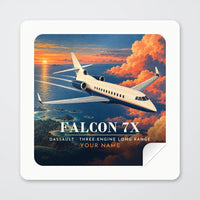 Thumbnail for Dassault Falcon 7X - 3D + Name - Square Sticker - Peel