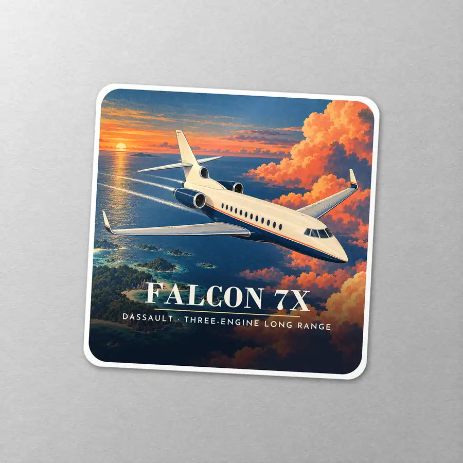 Dassault Falcon 7X - 3D - Square Sticker - Close-up