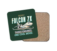 Thumbnail for Dassault Falcon 7X - Cartoon - Coaster - Dark Green