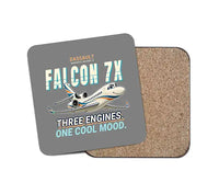 Thumbnail for Dassault Falcon 7X - Cartoon - Coaster - Gray