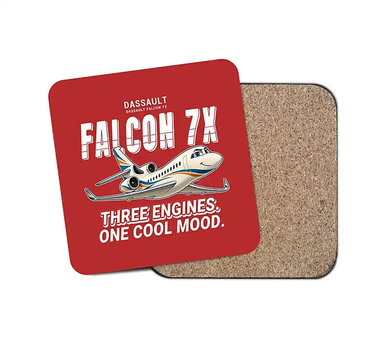 Dassault Falcon 7X - Cartoon - Coaster - Red