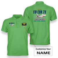 Thumbnail for Dassault Falcon 7X - Cartoon - Double-Side Polo - Light Green + Name